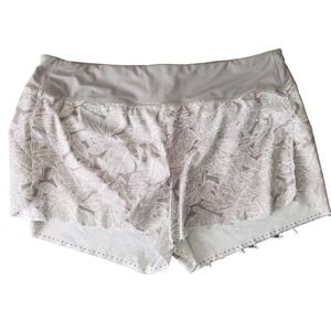 Athleta Laser Run Short Grey/Taupe Leaf Print Size XL